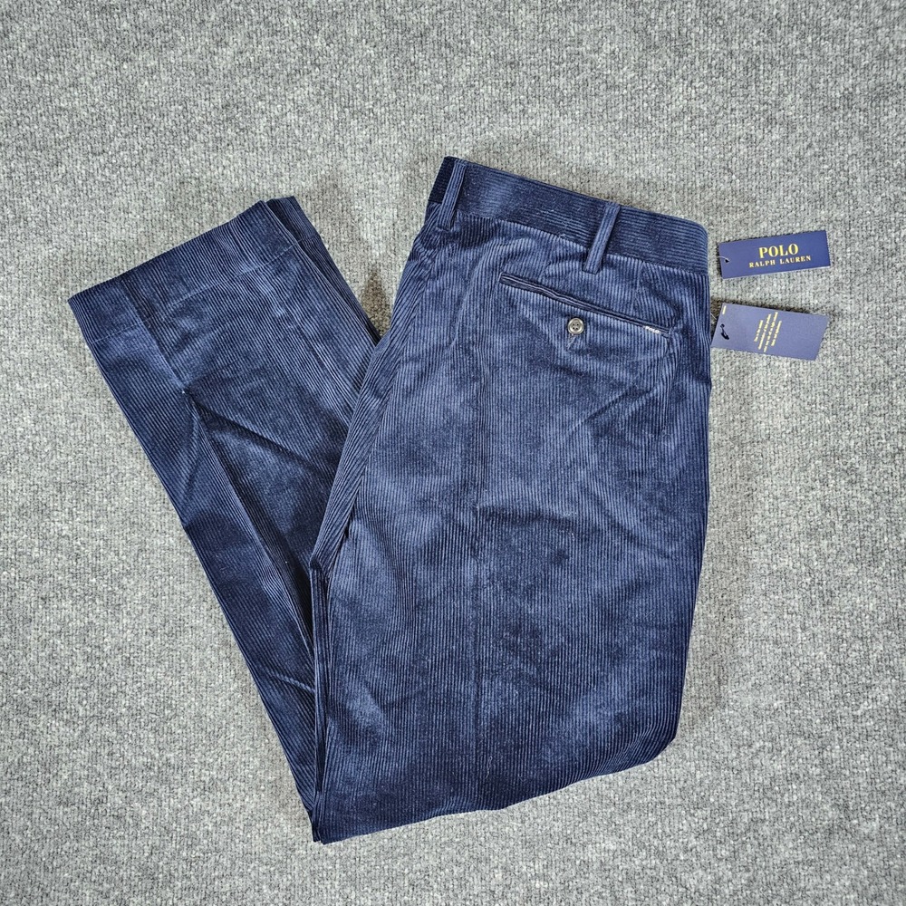 New With Tags Polo Ralph Lauren Corduroy Pants Dark Blue Tagged 36x30 Preppy